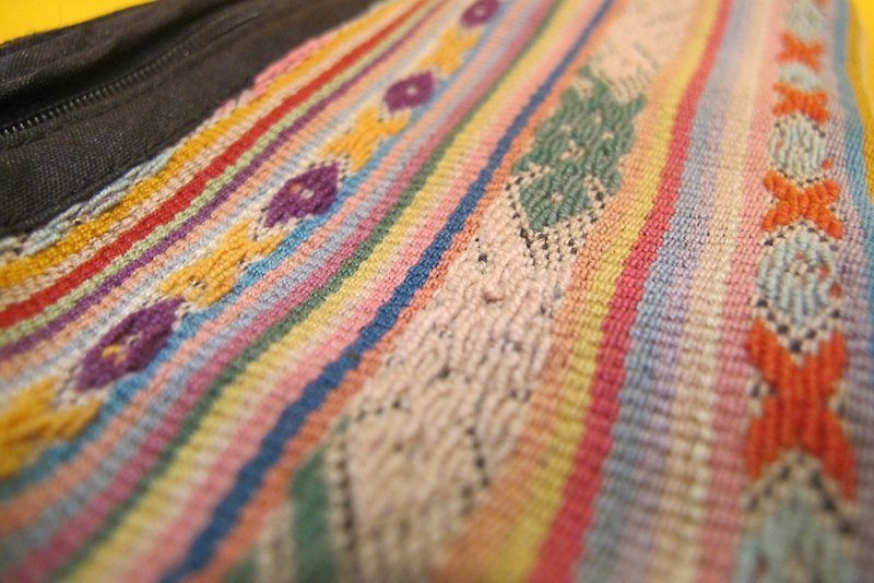 カラフルなモザイクの長方形の袋を織りアルパカ織り - パープル - その他 - その他の素材 多色
