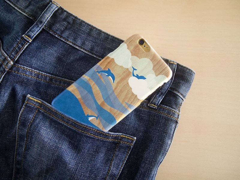 Surfing Dolphins iPhone case 手機殼 เคสมือถือปลาโลมา - Phone Cases - Plastic Blue