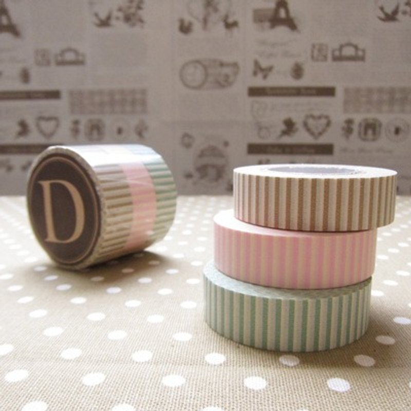 Kurashiki intention and paper tape 3P 【Water jade stripes D (45012-04)】 - Washi Tape - Paper Multicolor
