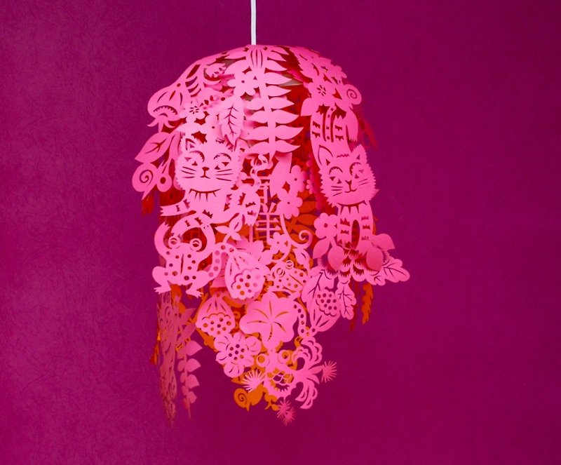 Peach Blossom Spring Paper-cut Lampshades/Pomegranate Red Paper-cut lampshades - Items for Display - Paper Red