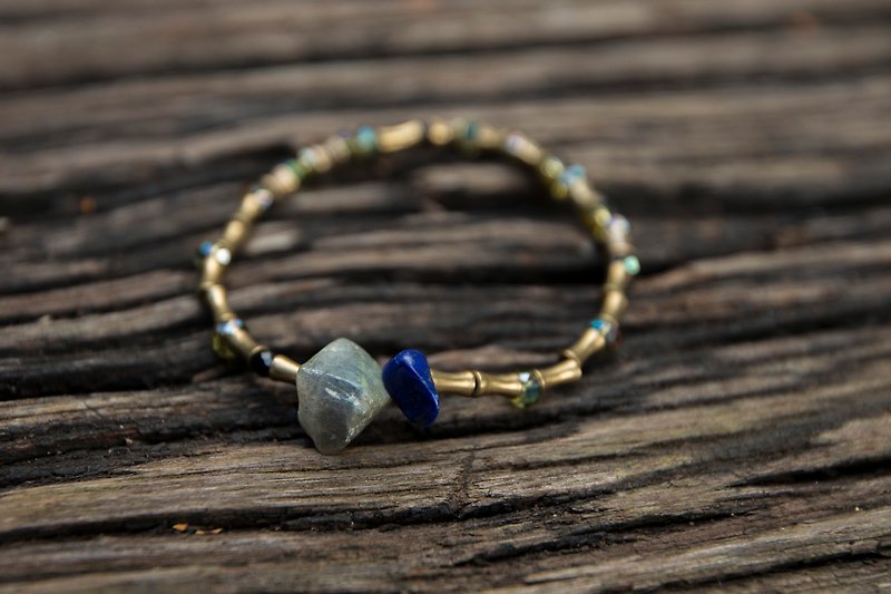 September Birthstone∣ Lapis Lazuli Labradorite Evil Bracelet - สร้อยข้อมือ - เครื่องประดับพลอย สีเทา