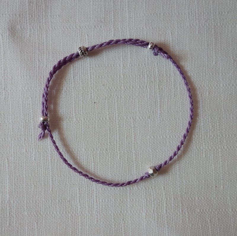 ~ M ~ + Bear*simple*Simple Violet 925 Silver Bracelet Japan wax fine line - สร้อยข้อมือ - โลหะ สีม่วง