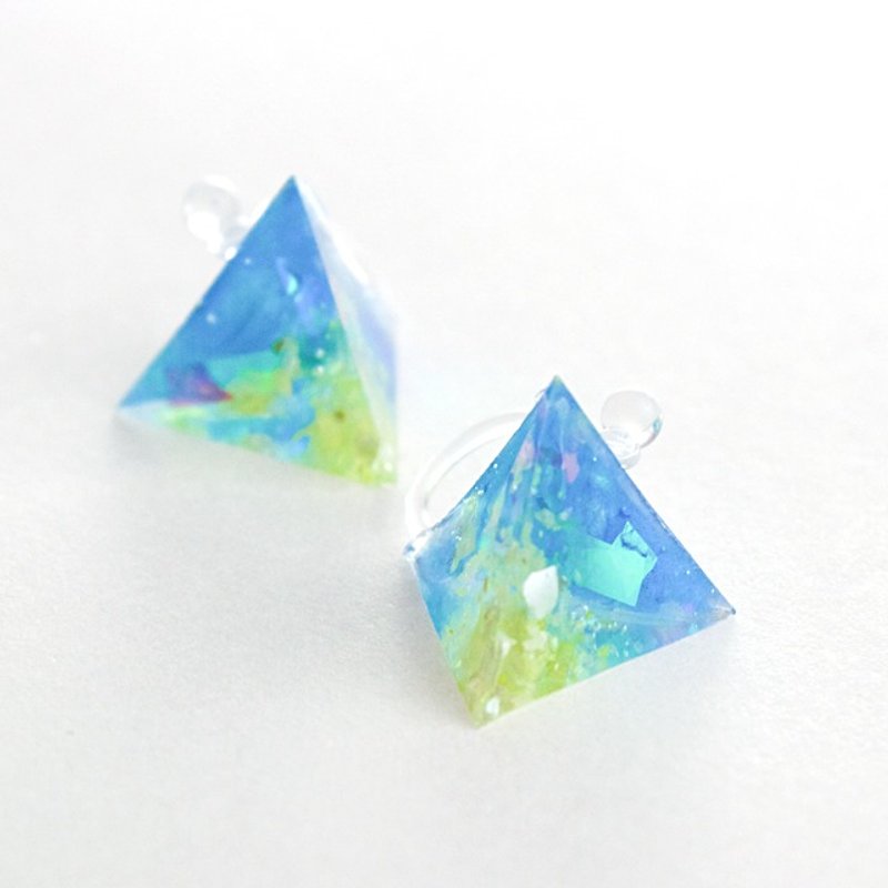Triangle earrings (frozen ground) - Earrings & Clip-ons - Other Materials Blue