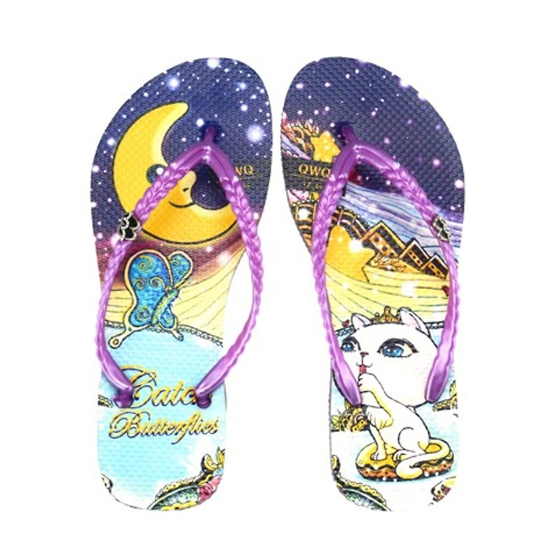 QWQ Creative Design Flip-Flops (No Drills)-Catch Butterflies-Purple [STN0431503] - รองเท้าลำลองผู้หญิง - วัสดุกันนำ้ สีม่วง