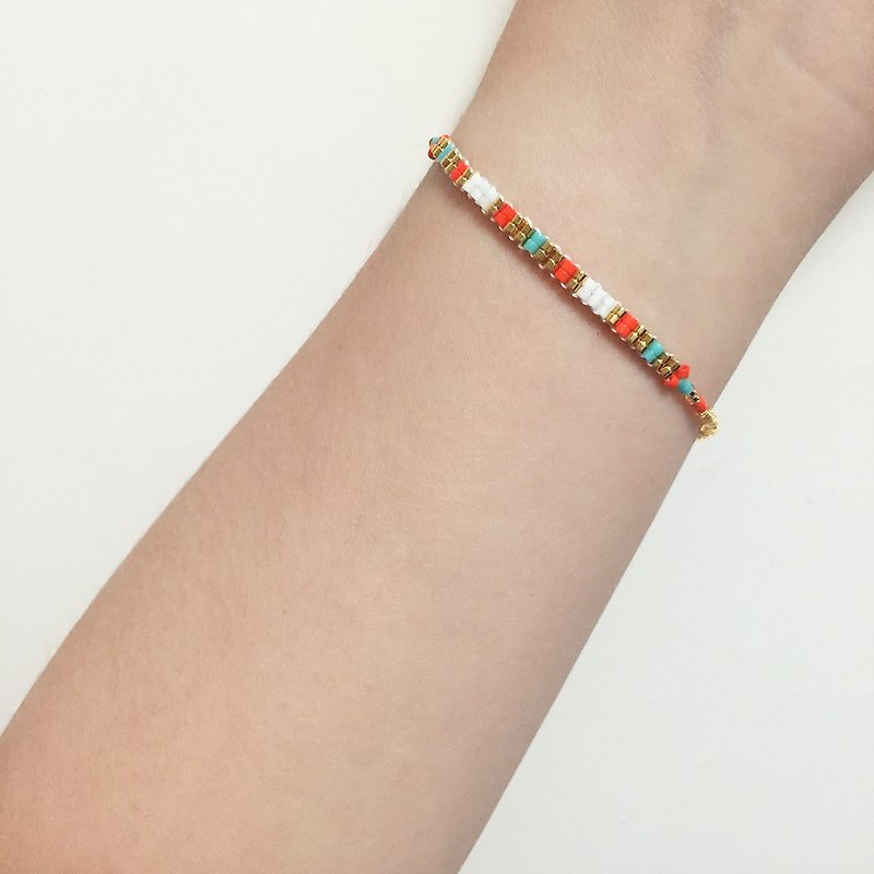 ololssim orange gold dot ethnic bracelet (0229) - Bracelets - Other Materials Orange