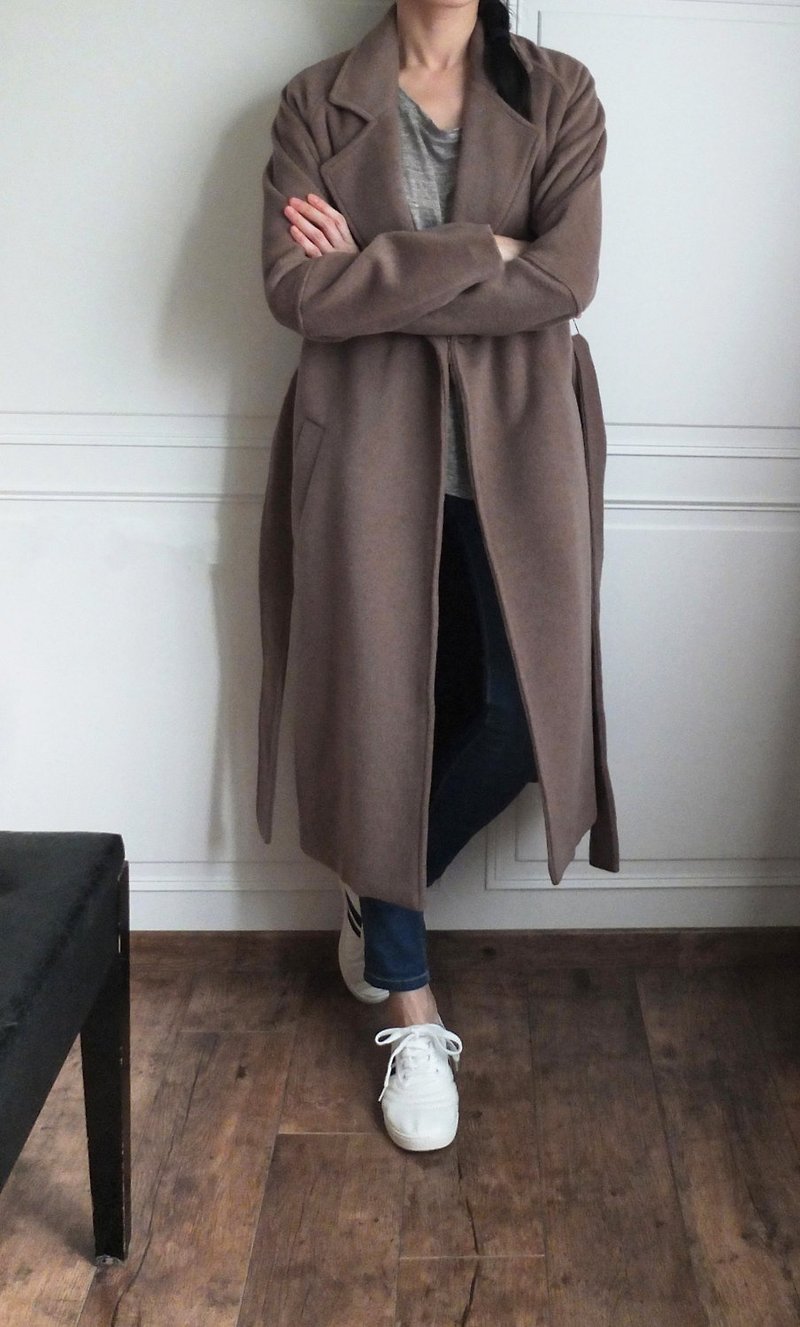 Mocha wool coat contains cashmere and can be customized in different colors - Women's Casual & Functional Jackets - Wool 