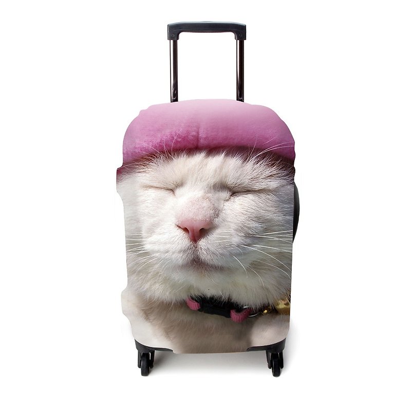 ストレッチボックスカバー│眠そうな猫[L] - スーツケース - その他の素材 ホワイト