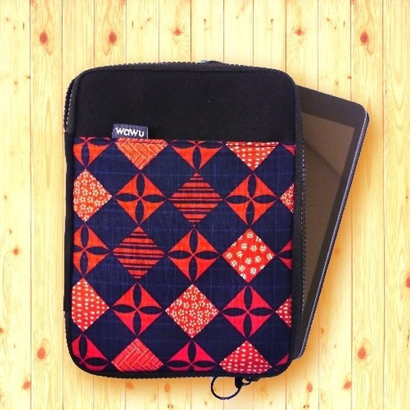 8.3 吋 iPad mini 收納包 (紫紅菱格) - 其他 - 棉．麻 黑色