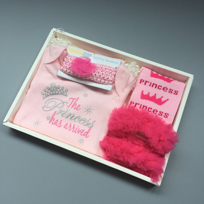 [日安朵朵]美國小公主駕到禮盒組(9個月適穿) 彌月禮 生日 - 滿月禮物 - 棉．麻 粉紅色