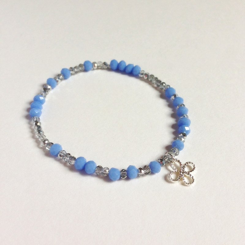 "KeepitPetite" snow · Jie Keqie face beads · Clover · Elastic Bracelet - Bracelets - Other Materials Blue