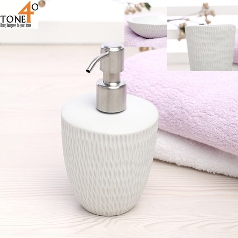 The ultimate super special price★[ONDO bathroom set] includes soap tray, toothbrush holder, bath/hand washing milk pot, ceramic material - Items for Display - Other Materials 