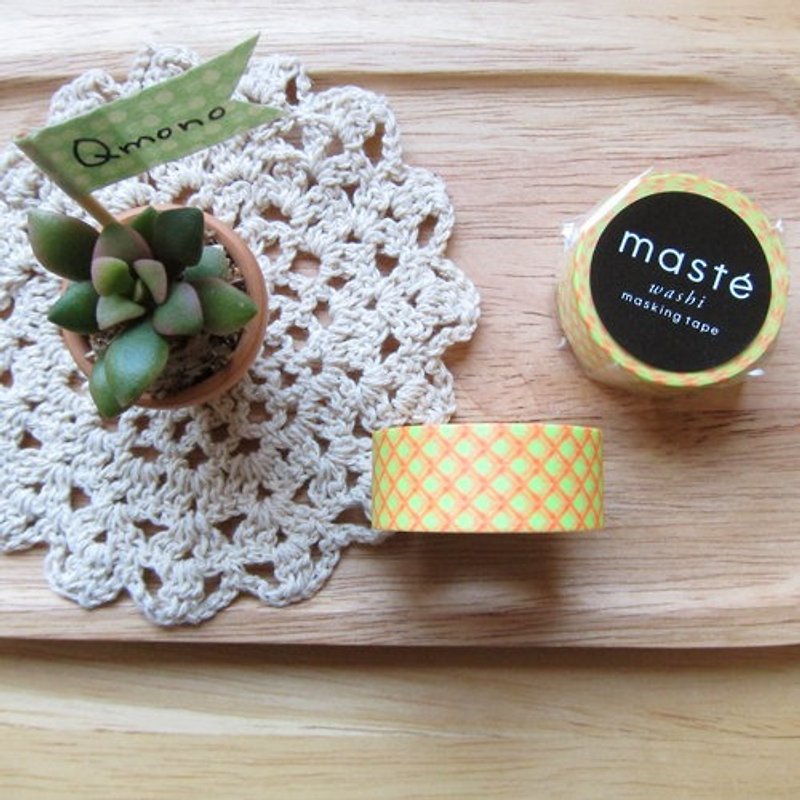 maste and paper tape Basic department of dazzling fluorescent green powder Plaid (MST-MKT08-LGN)] - Washi Tape - Paper Green