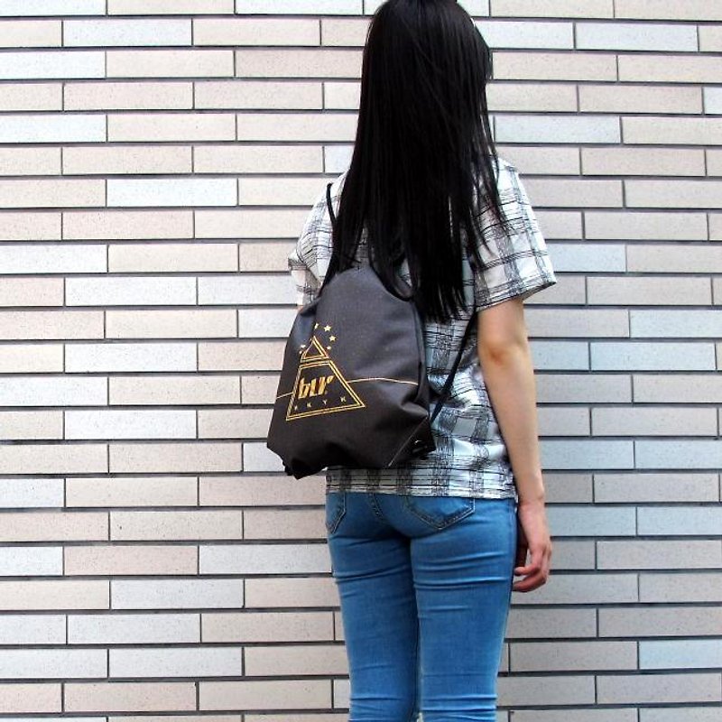 BLR  Drawstring Backpack  Pouch  HKYK [ Star ] - Drawstring Bags - Polyester Black