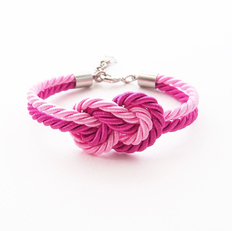 Pink infinity knot rope bracelet - สร้อยข้อมือ - กระดาษ สึชมพู