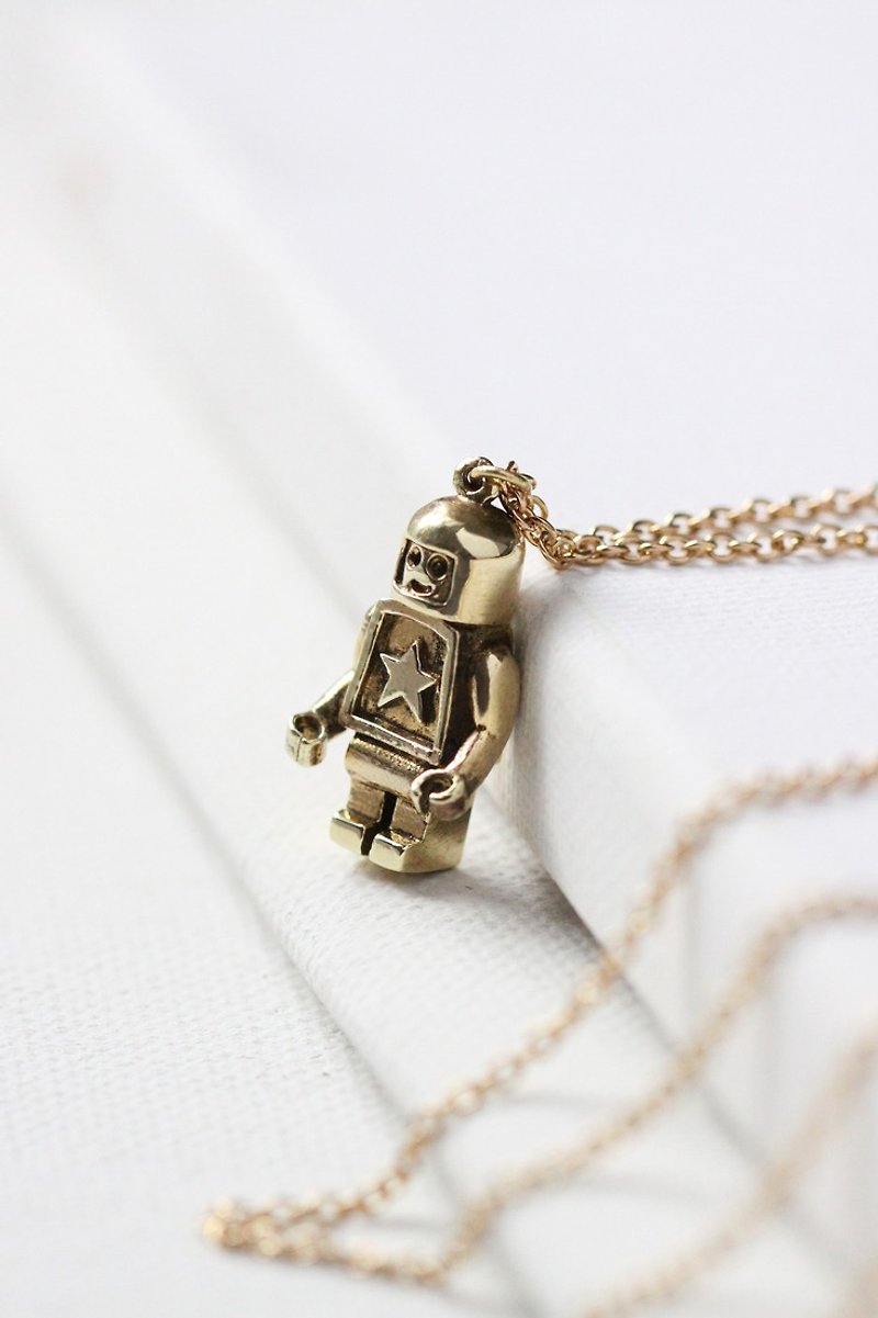 Robot Pendant Necklace (Small) by linen. - Necklaces - Copper & Brass 