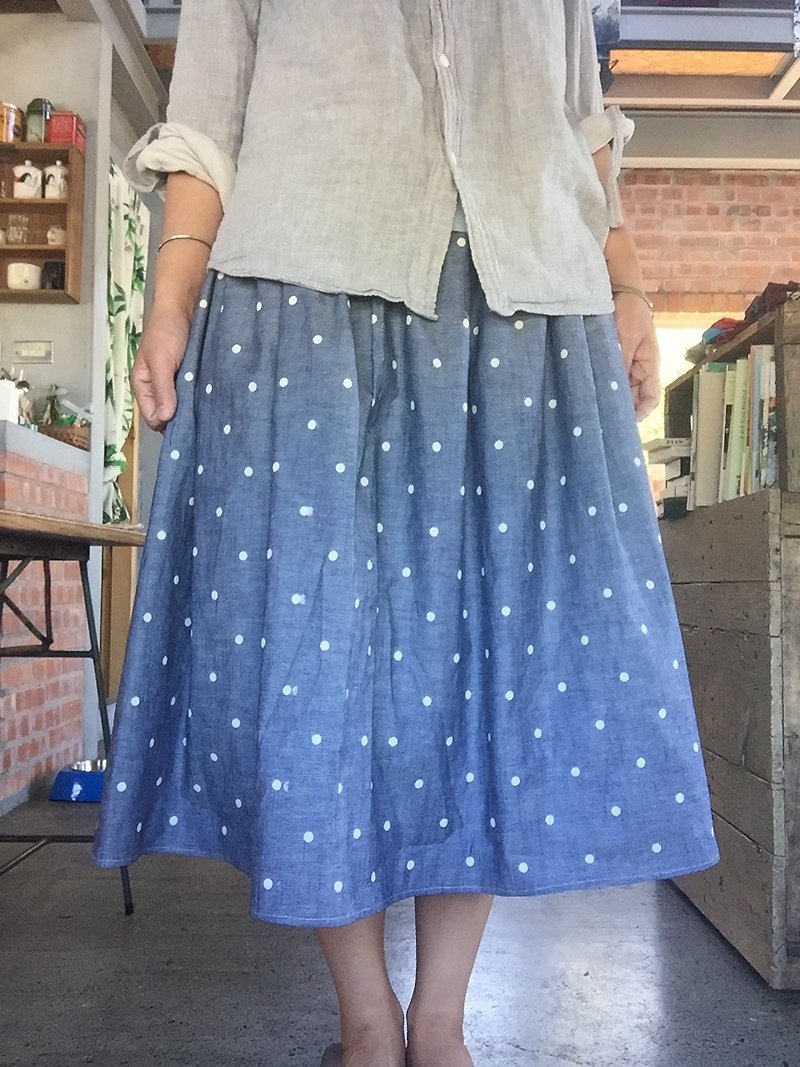 The last one natural handmade denim thin cotton skirt - กระโปรง - ผ้าฝ้าย/ผ้าลินิน สีน้ำเงิน
