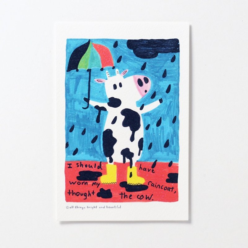 Cow in the rain Postcard - การ์ด/โปสการ์ด - กระดาษ หลากหลายสี