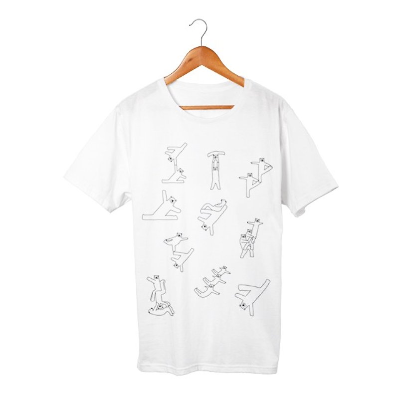 クマ体操1 T-shirt - 中性衛衣/T 恤 - 棉．麻 白色