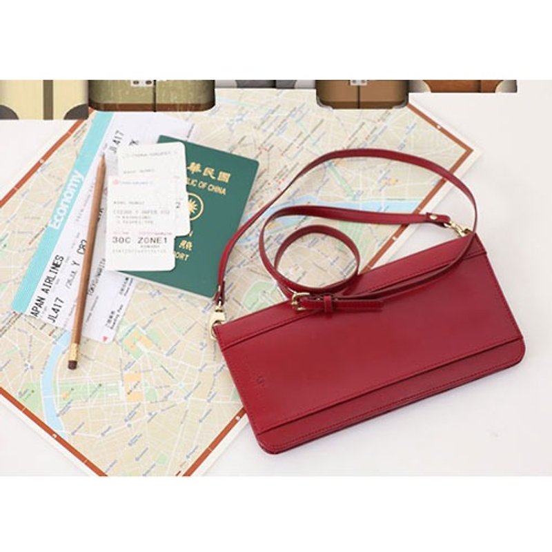 Organized Travel- shoulder bag style passport (ladies red) - Messenger Bags & Sling Bags - Paper Red