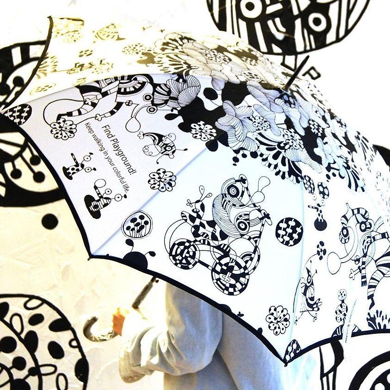 Happy Waltz 〡 Long Straight Umbrella - Umbrellas & Rain Gear - Plastic White