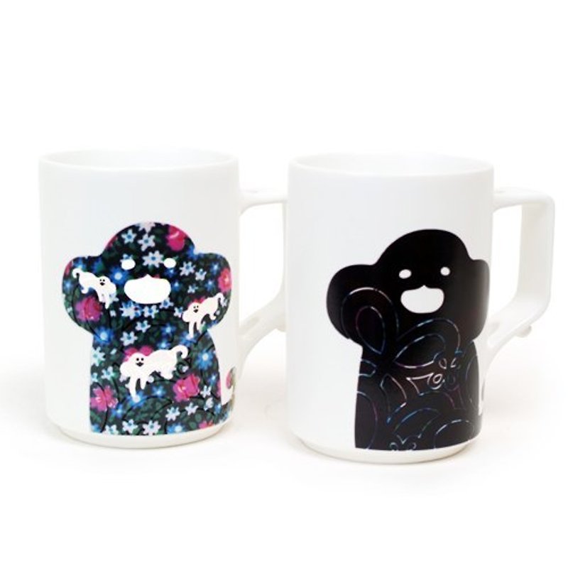 [Dot Design] Flower Monkey Color Changing Cup-Pattern Black - แก้วมัค/แก้วกาแฟ - วัสดุอื่นๆ สีดำ