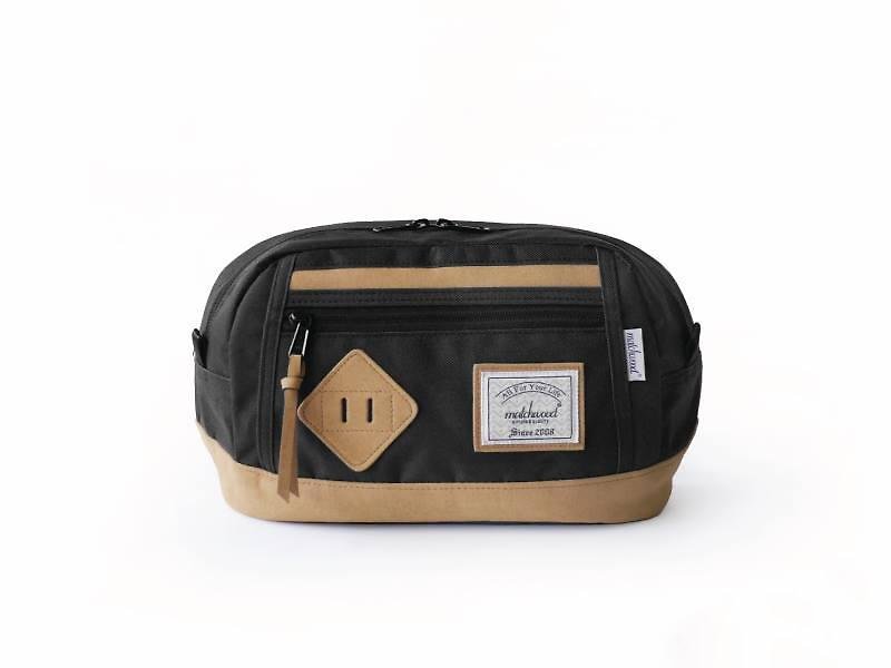 Earth Tone Carrying Pouch Matchwood Density Waist Bag Side Backpack Black - กระเป๋าแมสเซนเจอร์ - วัสดุกันนำ้ สีดำ