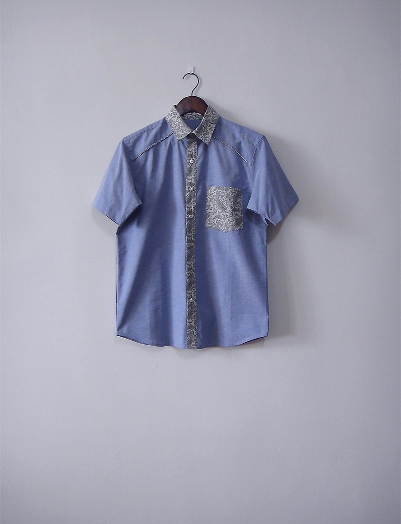 [Addition X Addition_ hand made. amoeba. couple shirt / the boy] - the last one - Men's Shirts - Other Materials Blue