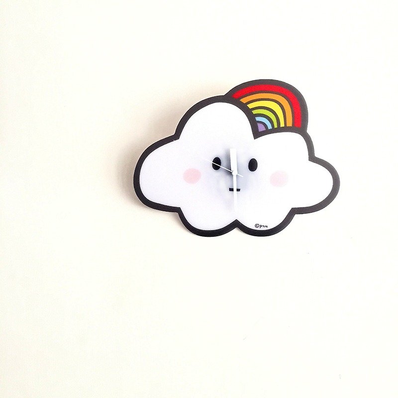 Silent Wall Clock_Rainbow Cloud - Clocks - Acrylic White