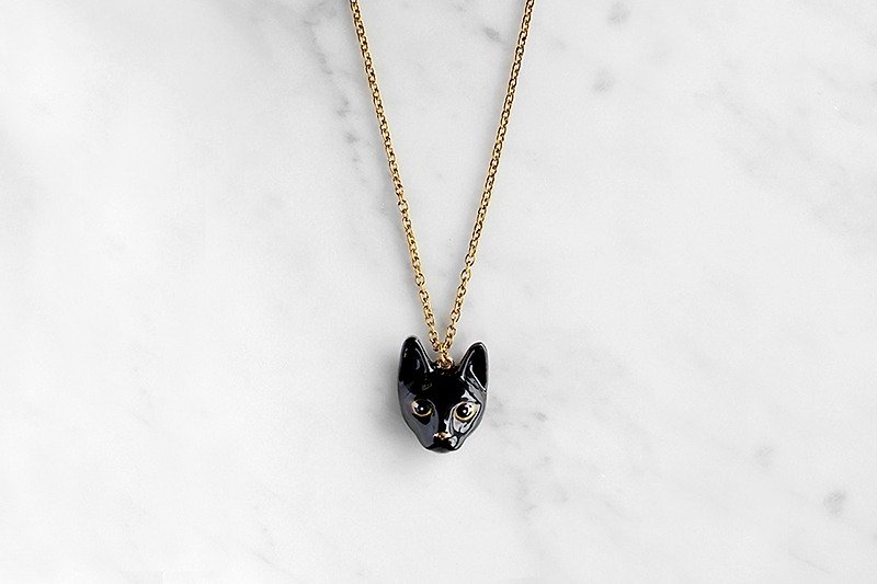 Nil Black Cat Necklace, Black Cat Necklace, Cat Pendant. - Necklaces - Copper & Brass Black