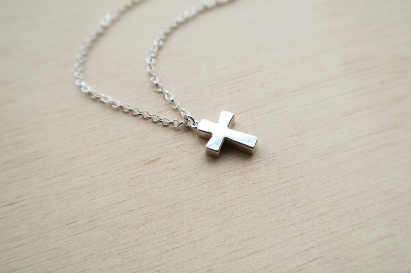 925 sterling silver thick design cross necklace clavicle chain long chain - Necklaces - Sterling Silver Khaki