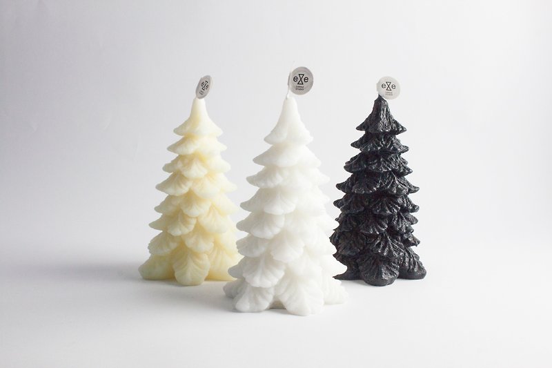 Small pine Christmas candle Pine Tree Candle- limited color black white cream - เทียน/เชิงเทียน - ขี้ผึ้ง สีดำ