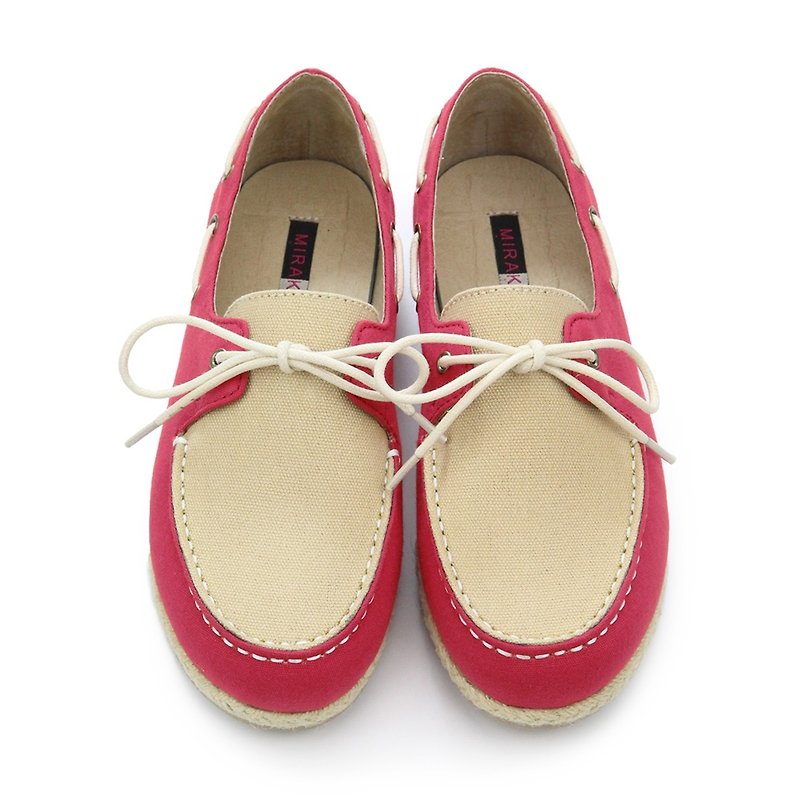Espadrille Boat Shoes M1106 RedBrown - Women's Oxford Shoes - Cotton & Hemp Multicolor