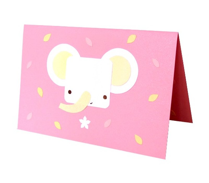Handmade card _ cute elephant _ powder... universal card, birthday card - การ์ด/โปสการ์ด - กระดาษ สึชมพู