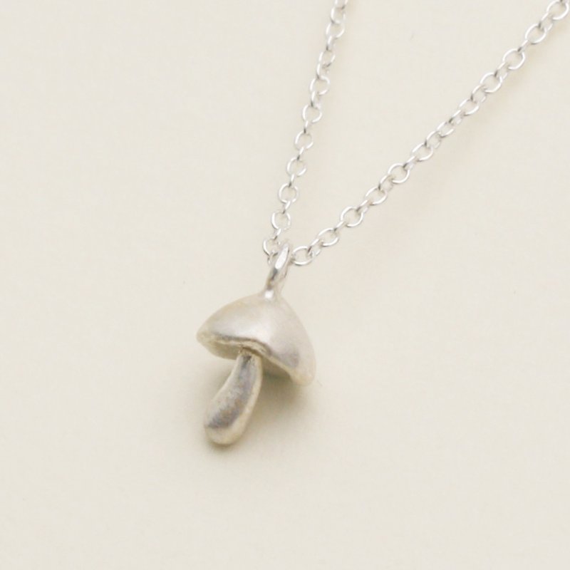 Mushroom  Necklace - Necklaces - Sterling Silver Gray