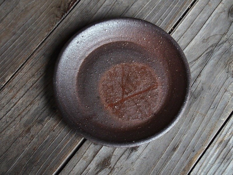 日本岡山備前 陶器 陶盤 sr3-005 - 碟子/醬料碟 - 其他材質 咖啡色