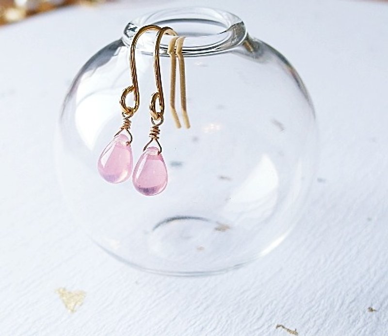 | Touch of moonlight | just wanted a simple drop earrings pink - Earrings & Clip-ons - Other Materials Pink