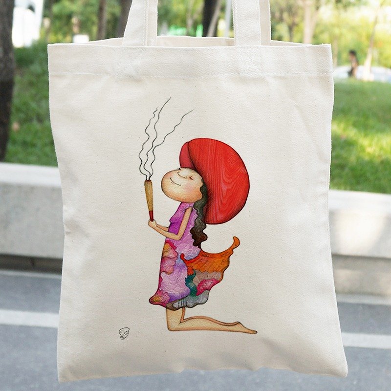 Straight canvas bag│Love fortune teller│Chien - Messenger Bags & Sling Bags - Other Materials Red
