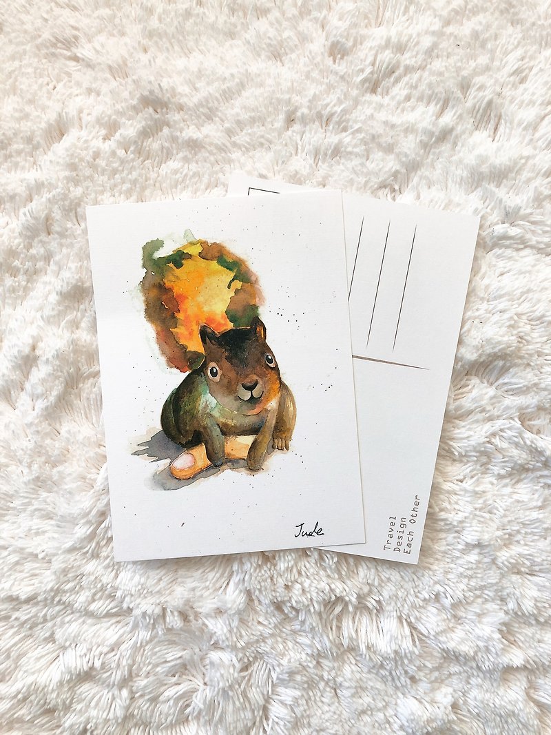 Animal Postcard Squirrel - การ์ด/โปสการ์ด - กระดาษ สีนำ้ตาล