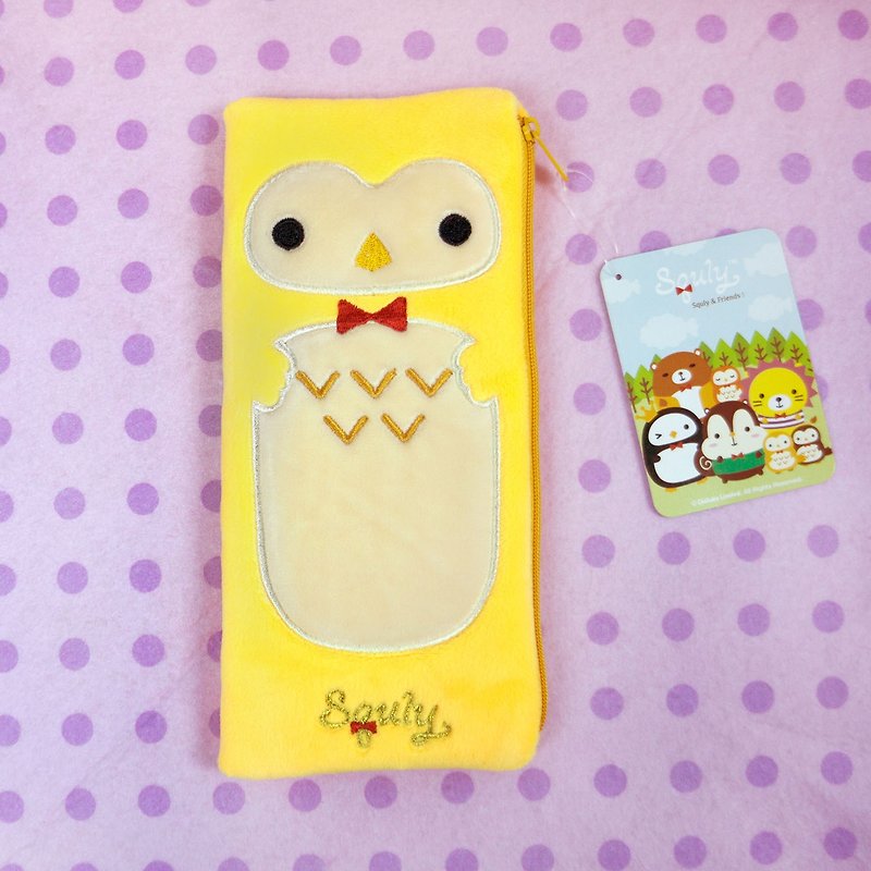 Owl Owky Short Velvet Pen Bag (E016SQB) - กล่องดินสอ/ถุงดินสอ - วัสดุอื่นๆ สีเหลือง