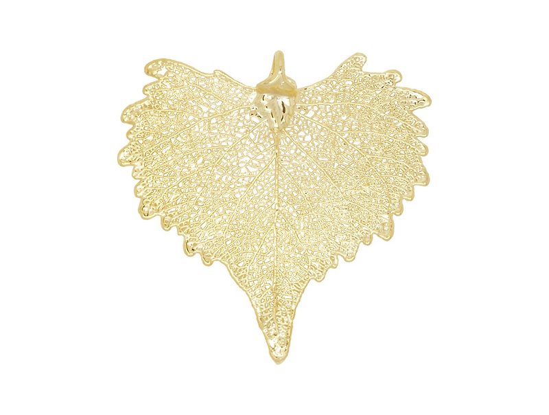 Edith & Jaz • Natural Cottonwood Leaf Pendant – Gold(L) - สร้อยคอ - วัสดุอื่นๆ สีทอง