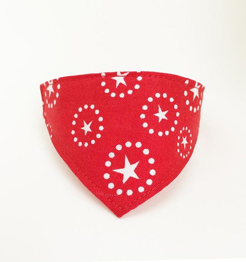 There star pattern bandana-style collar / corner Kang for Red cat (from kitten to adult cats) - ปลอกคอ - ผ้าฝ้าย/ผ้าลินิน สีแดง