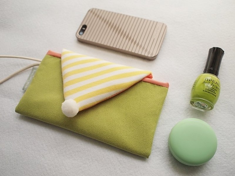 hairmo. Suede fringe Macaron mobile phone package -new apple green + yellow stripe (IPhone / htc / samsung) - เคส/ซองมือถือ - วัสดุอื่นๆ สีเขียว