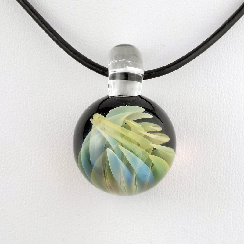 Fumed Sea anemone Handmade Lampwork Glass Pendant - Necklaces - Glass Black