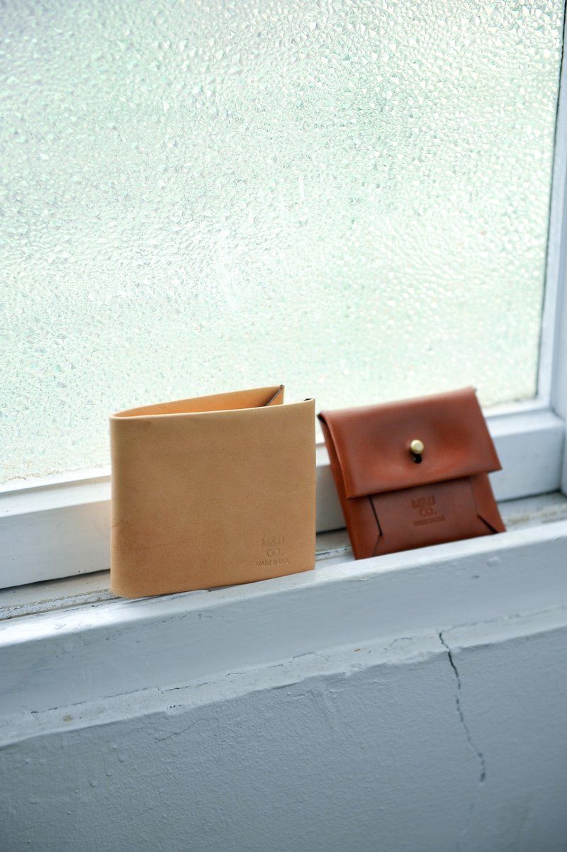 Maxx & Unicorn Co. Bifold Wallet 美國紐約獨立品牌創新工藝皮具/皮夾-原皮色 - 錢包/皮夾/長短夾 - 真皮 咖啡色