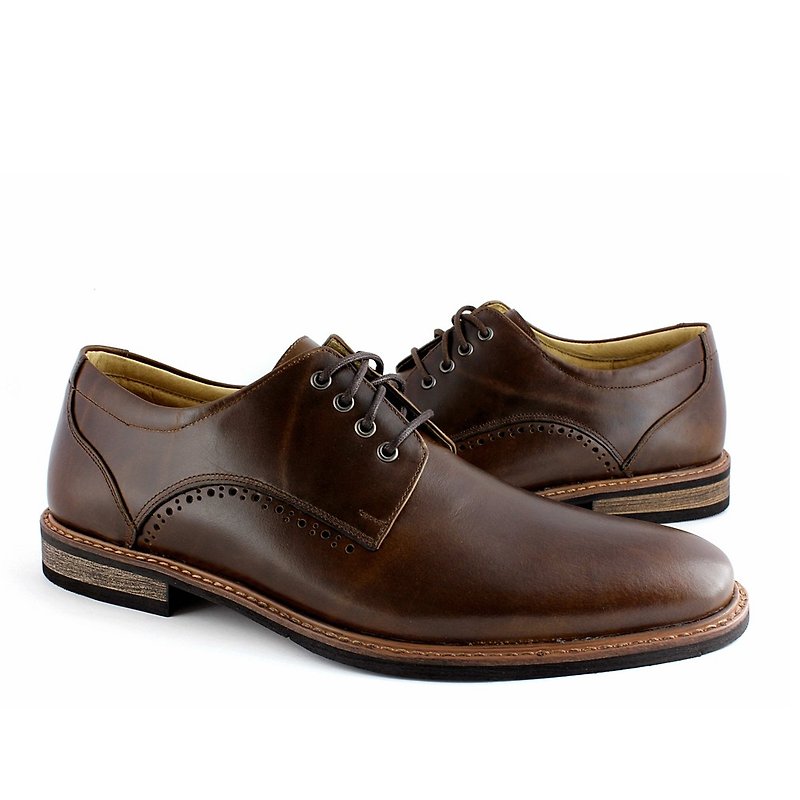 Temple filial piety products simple carved dermal dermal than shoes dark green - Men's Oxford Shoes - Genuine Leather Khaki