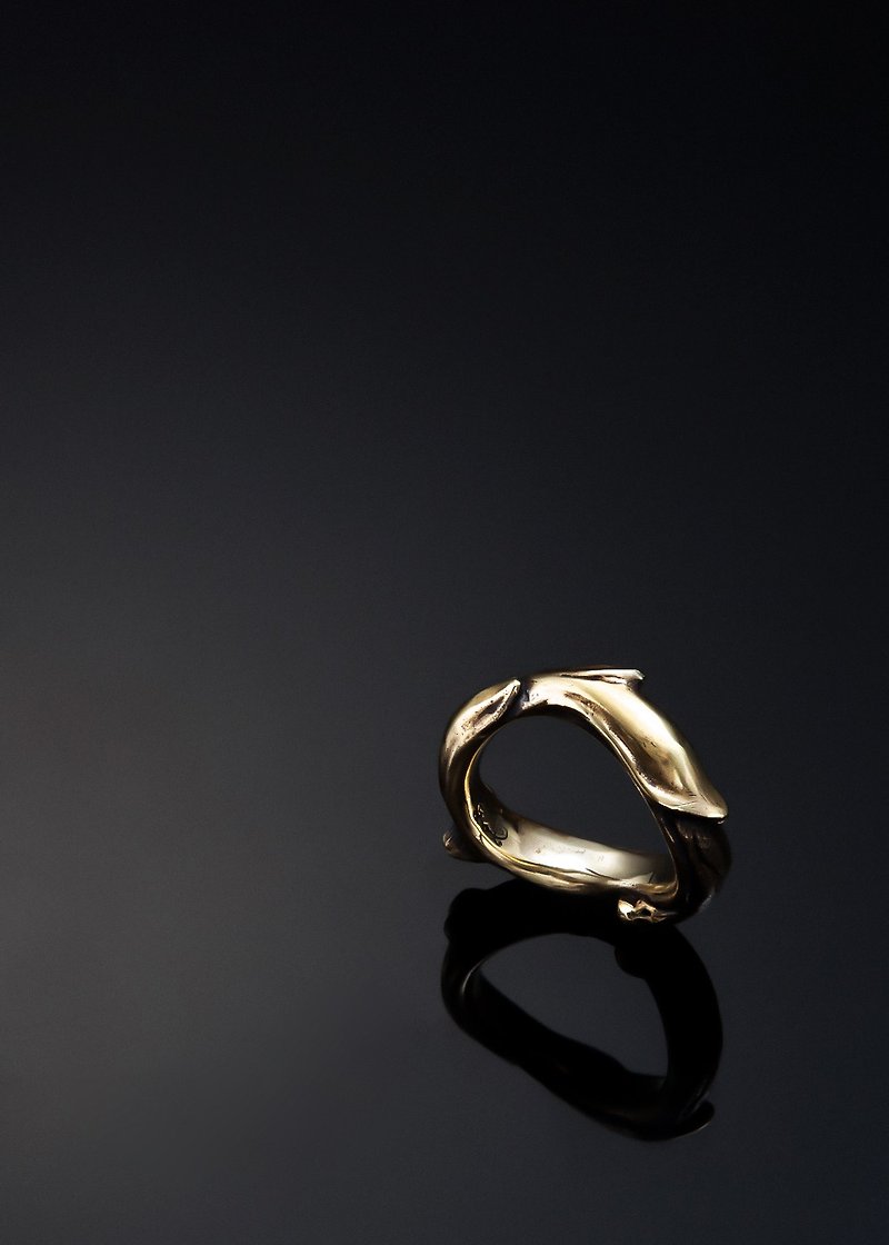 黄金の骨髄の花びらリング | 骨の花びらのシンプルな流線型デザイン リング - リング - 銅・真鍮 ゴールド