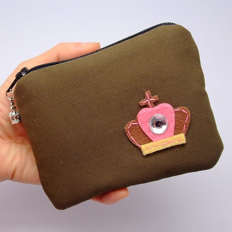 ジッパー財布、カードパック、キーケース、ヘッドフォンパッケージ、小さなオブジェクトパッケージ（クラウン）（ZS-54） - 小銭入れ - その他の素材 ブラウン