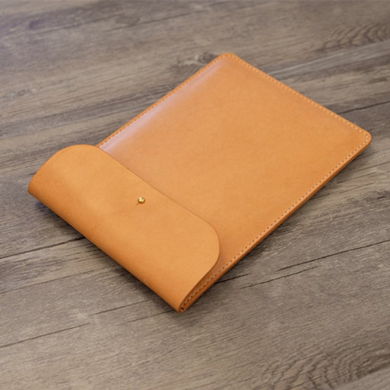 Handmade vegetable tanned leather protective sleeve Tablet - Tablet & Laptop Cases - Genuine Leather Gold