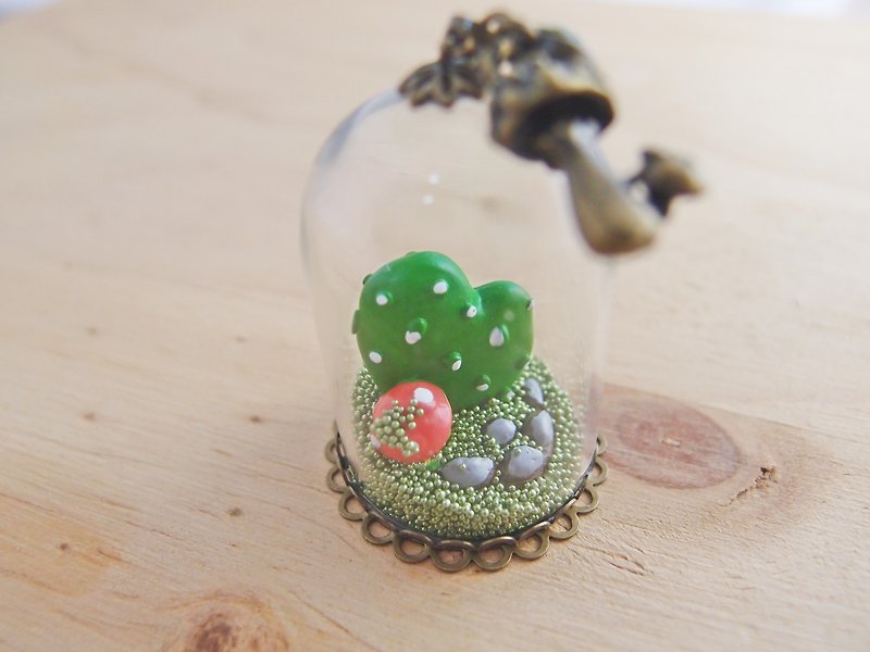 Dream Crystal Ball [106] Succulent Small World x Rhinestone x Mushroom x Succulent Plant x Long Necklace Key Ring Bag Ornament - สร้อยคอยาว - แก้ว สีเขียว