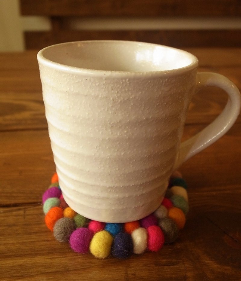 Cup coasters, Felt coasters Round_Rainbow - Coasters - Wool Multicolor